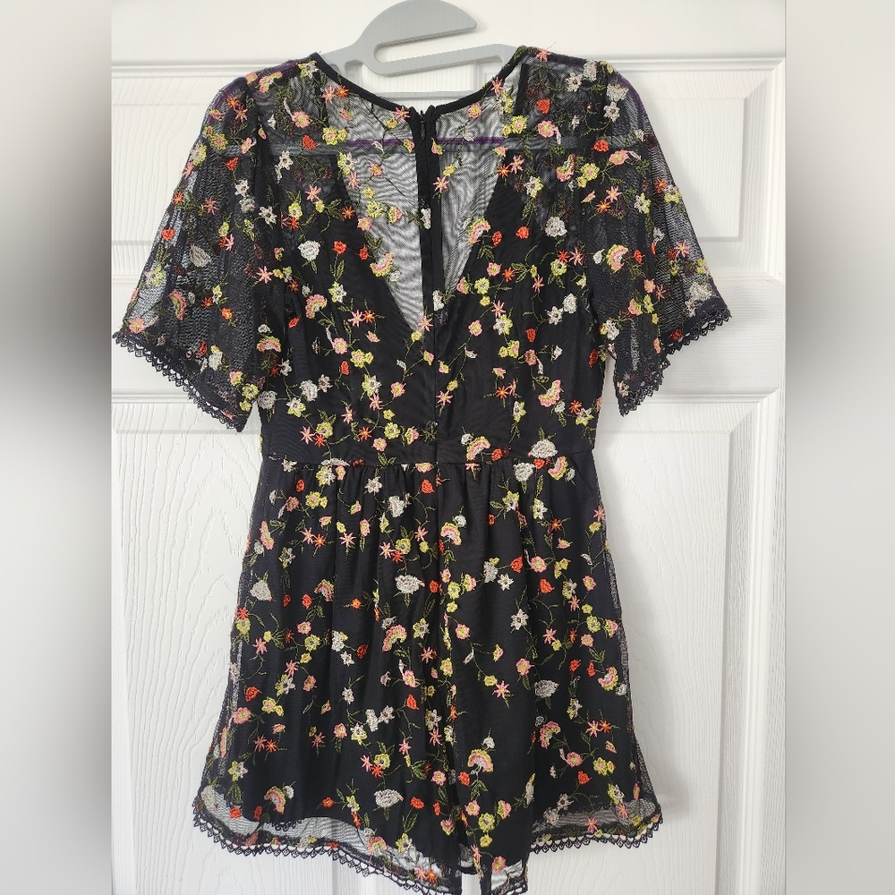 Black emroiderered romper